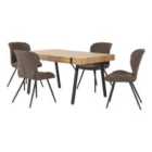 Seconique Treviso & Quebec Dining Set - Light Oak Effect/Brown Pu