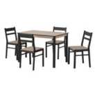 Seconique Radley 1+4 Dining Set - Black/Oak Effect/Oat Fabric
