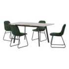 Seconique Avery & LUKas Extending Dining Set - Concrete/Emerald Green Velvet