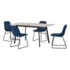 Seconique Avery & LUKas Extending Dining Set - Concrete/Sapphire Blue Velvet