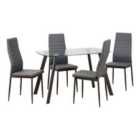 Seconique Abbey Small Dining Set - Clear Glass/Grey/Grey Pu