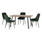 Seconique Quebec Wave & Avery Dining Set - Medium Oak Effect/Emerald Green Velvet