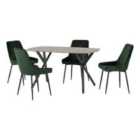 Seconique Athens Rect & Avery Dining Set - Concrete/Emerald Green Velvet