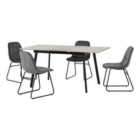 Seconique Avery & LUKas Extending Dining Set - Concrete/Grey Velvet