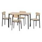 Seconique Riley Large Dining Set - Black/Light Oak Effect Veneer