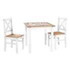 Seconique Salvador 1+2 Tile Top Dining Set - White/Distressed Waxed Pine
