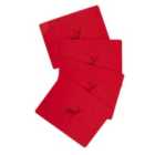 Home Set Of 4 Felt Deer Print Placemats Red