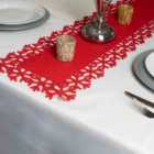 Home Snowflake Felt Table Runner Red