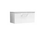 Nuie Arno 800mm Wall Hung Single Drawer Vanity & Bellato Grey Laminate Top Gloss White
