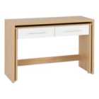 Seconique Seville 2 Drawer Slider Desk - White Gloss/Light Oak Effect Veneer