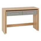 Seconique Seville 2 Drawer Slider Desk - Grey Gloss/Light Oak Effect Veneer