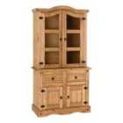 Seconique Corona 3' Buffet Hutch - Distressed Waxed Pine/Glass