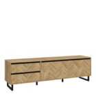 Furniture To Go Nikomedes Tv Unit In Spica Oak/Matt Black/Bartex Oak