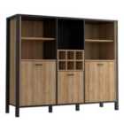Furniture To Go High Rock Shelf Unit In Matt Black/Riviera Oak