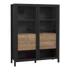Furniture To Go High Rock Extra Wide Display Cabinet In Matt Black/Riviera Oak