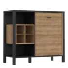 Furniture To Go High Rock Storage / Display Chest In Matt Black/Riviera Oak