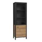 Furniture To Go High Rock Wide Display Cabinet In Matt Black/Riviera Oak