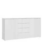 Furniture To Go Sienna Wide Chest Of 4 Drawers And 2 Doors In White/White High Gloss