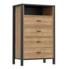 Furniture To Go High Rock Chest Of Drawers In Black/Riviera Oak