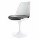 Fusion Living White Tulip Dining Chair With Pu Cushion Dark Grey