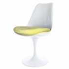Fusion Living White Tulip Dining Chair With Luxurious Cushion Yellow