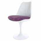 Fusion Living White Tulip Dining Chair With Luxurious Cushion Purple