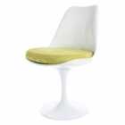 Fusion Living White Tulip Dining Chair With Luxurious Cushion Green