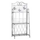 Outsunny Indoor Outdoor Freestanding 3-Tier Garden Plant Stand Metal Flower Display Rack for Potted Plants Balcony D?cor 44L x 25W x 96H cm