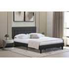 SleepOn 5Ft Dark Grey Fabric Bedframe With Bottoned Headboard