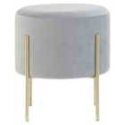 Interiors by PH Round Grey Velvet Stool