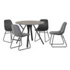 Seconique Athens Round & LUKas Dining Set - Concrete/Grey Velvet