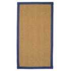 Coir Herringbone Rug with border 122x66cm Blue