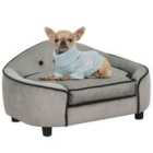 PawHut Dog Sofa Bed Pet Chair w/ Sponge Padded Cushion for XS and S Size Dogs - Grey