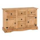 Seconique Corona 2 Door 5 Drawer Sideboard - Distressed Waxed Pine