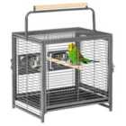 PawHut Parrot Cage Bird Carrier w/ Wooden Perch, Handle