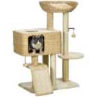 PawHut 95cm Cat Tree Tower w/ Scratching Post - Beige