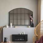 Mirroroutlet Arcus - Black Framed Arched Wall Over Mantle Mirror 35" X 26" (90cm X 65cm)