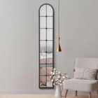 Mirroroutlet Arcus - Black Framed Arched Full Length Leaner Wall Mirror 67" X 12" (170cm X 30cm)