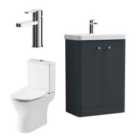 Nuie Core Floor Standing 600Mm Unit Tap & Wc Satin Anthracite