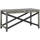 Outsunny PE Wicker Outdoor Coffee Table, Patio Rattan Side Table, with Plastic Board Under the Full Woven Table Top for Patio, Garden, Balcony, Mixed Grey