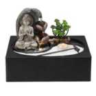 Living and Home Buddha Zen Tabletop Fountain with LED Light, Black