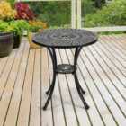 Living and Home Cast Aluminum Round Patio Dining Table for Outdoor Garden, Black