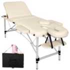 Tectake Massage Table 3-Zone Aluminium 5cm Padding and Bag - Cream