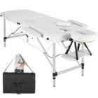 Tectake Massage Table 2-Zone Aluminium, Padding and Bag - White