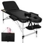 Tectake Massage Table 3-Zone Aluminium 5cm Padding and Bag - Black