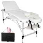 Tectake Massage Table 3-Zone Aluminium 5cm Padding and Bag - White