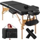 Tectake Massage Table 2-Zone 7.5cm Padding and Rolls and Bag - Black