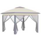 Outsunny 330cm x 330cm Pop Up Gazebo, Double Roof Foldable Canopy Tent - Beige