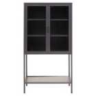 Interiors by PH Acier Two Door Grey Cabinet With Shelf