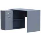 Vida Designs Longton Adjustable Computer Desk 1 Drawer 1 Door Shelf Storage Home Office, Grey